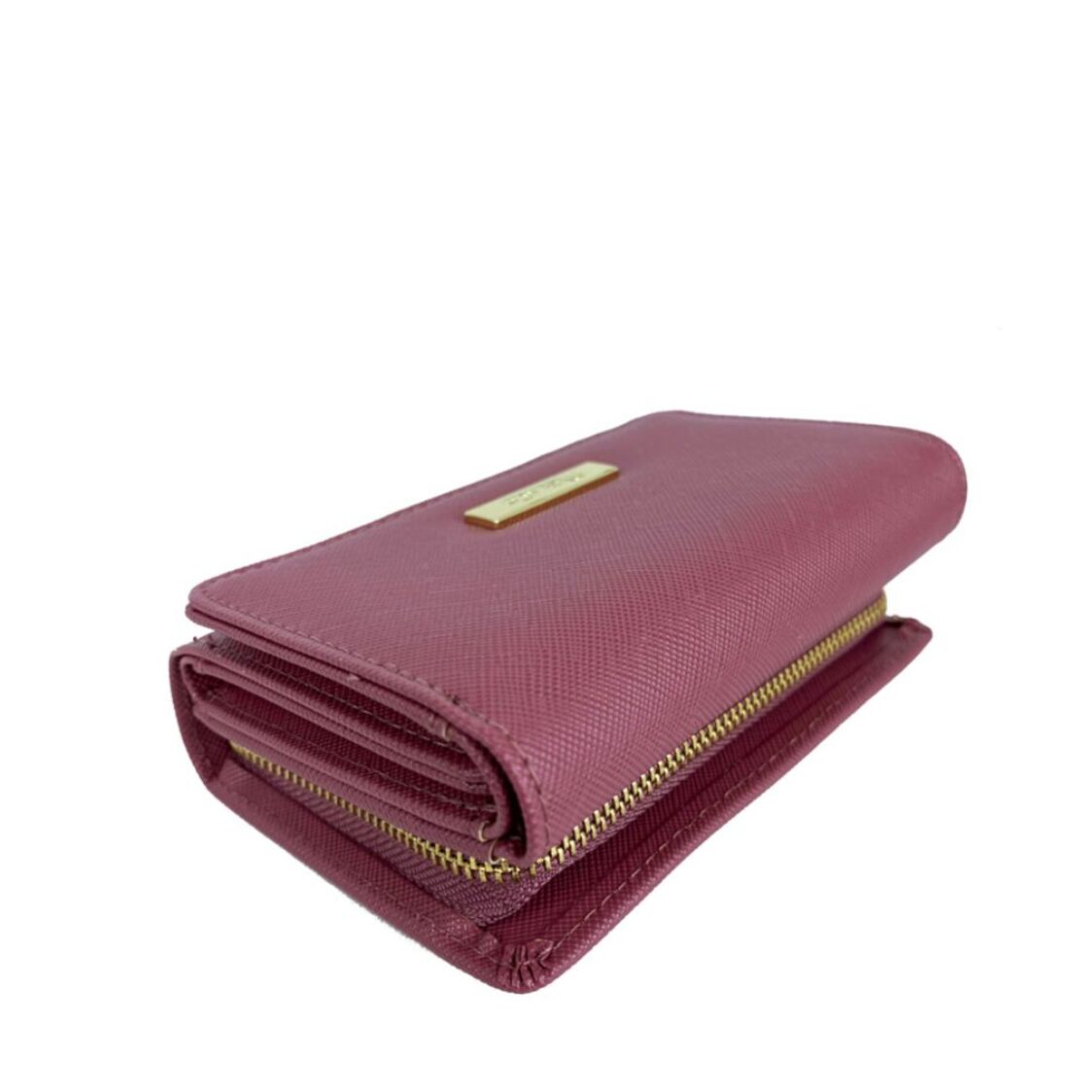Mel&Co Saffiano Leatherette Tri-fold Zip Coin Card Wallet