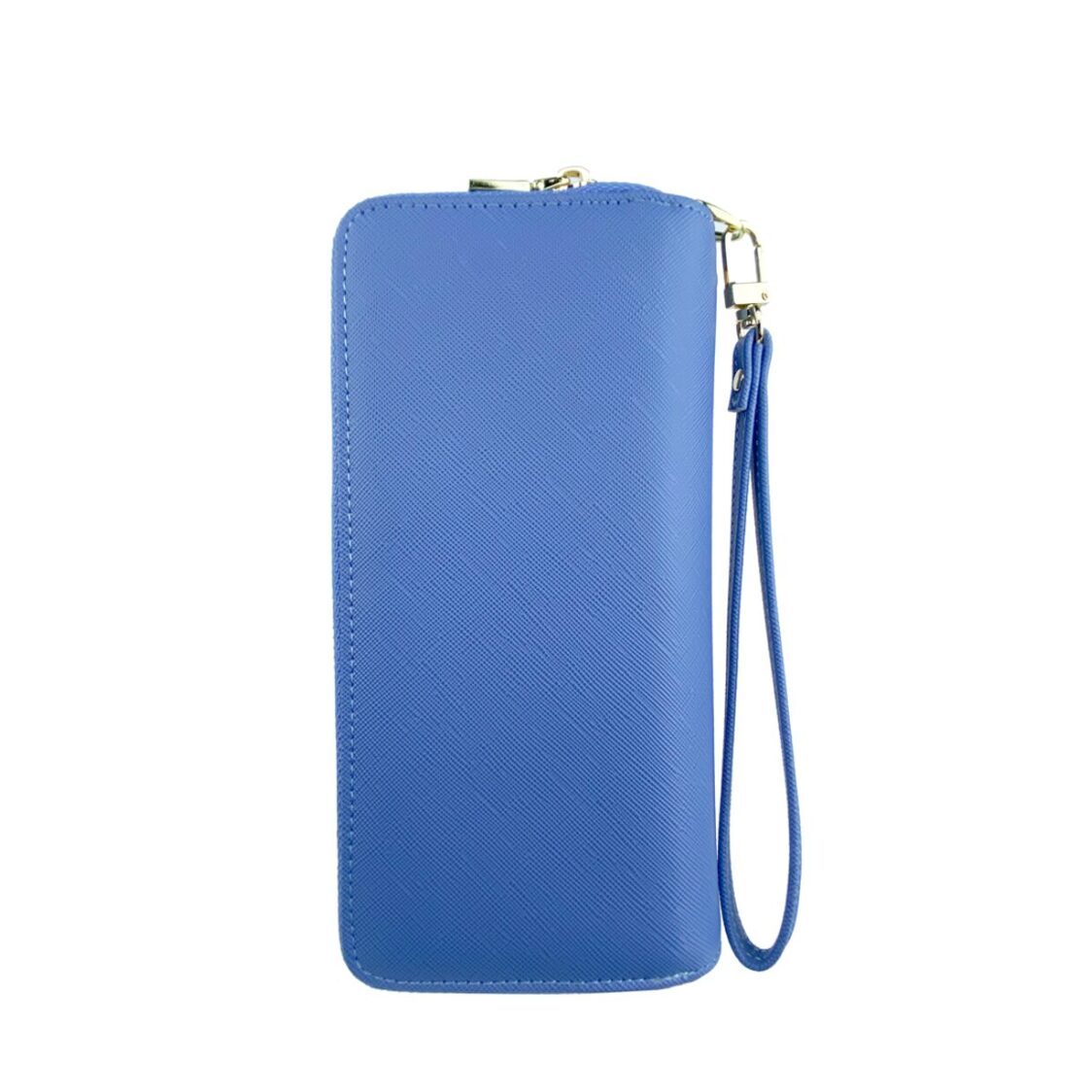 Mel&Co Saffiano-Effect Double Zip-Around Large Wallet With Wrist Strap