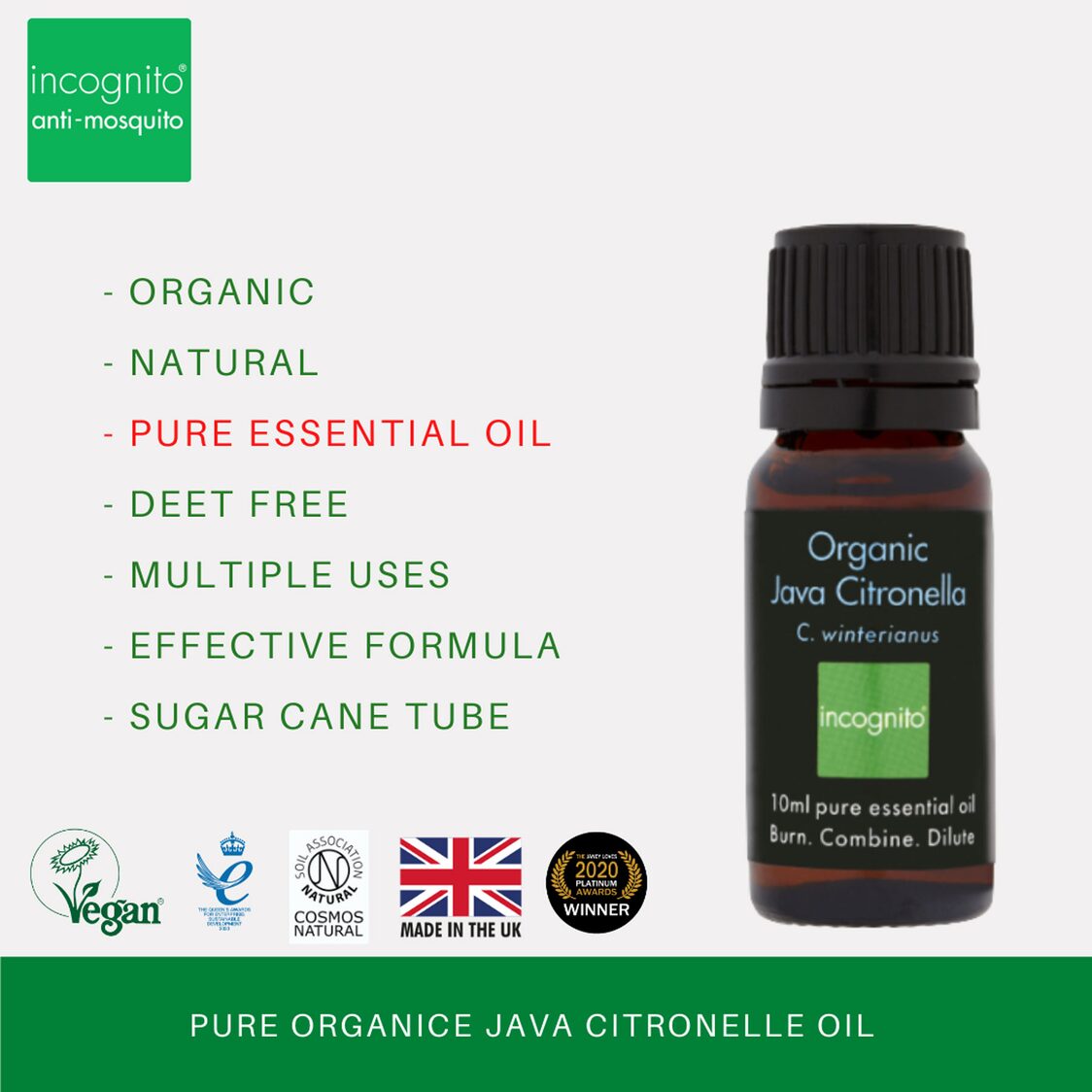 Incognito Pure Citronelle Essential Oil 10ml - Metro Singapore Departmental Store - Celebrating 69 Years in SG