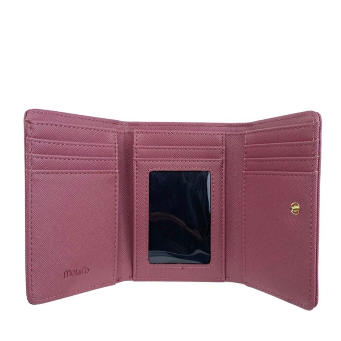 Mel&Co Saffiano Leatherette Tri-fold Zip Coin Card Wallet