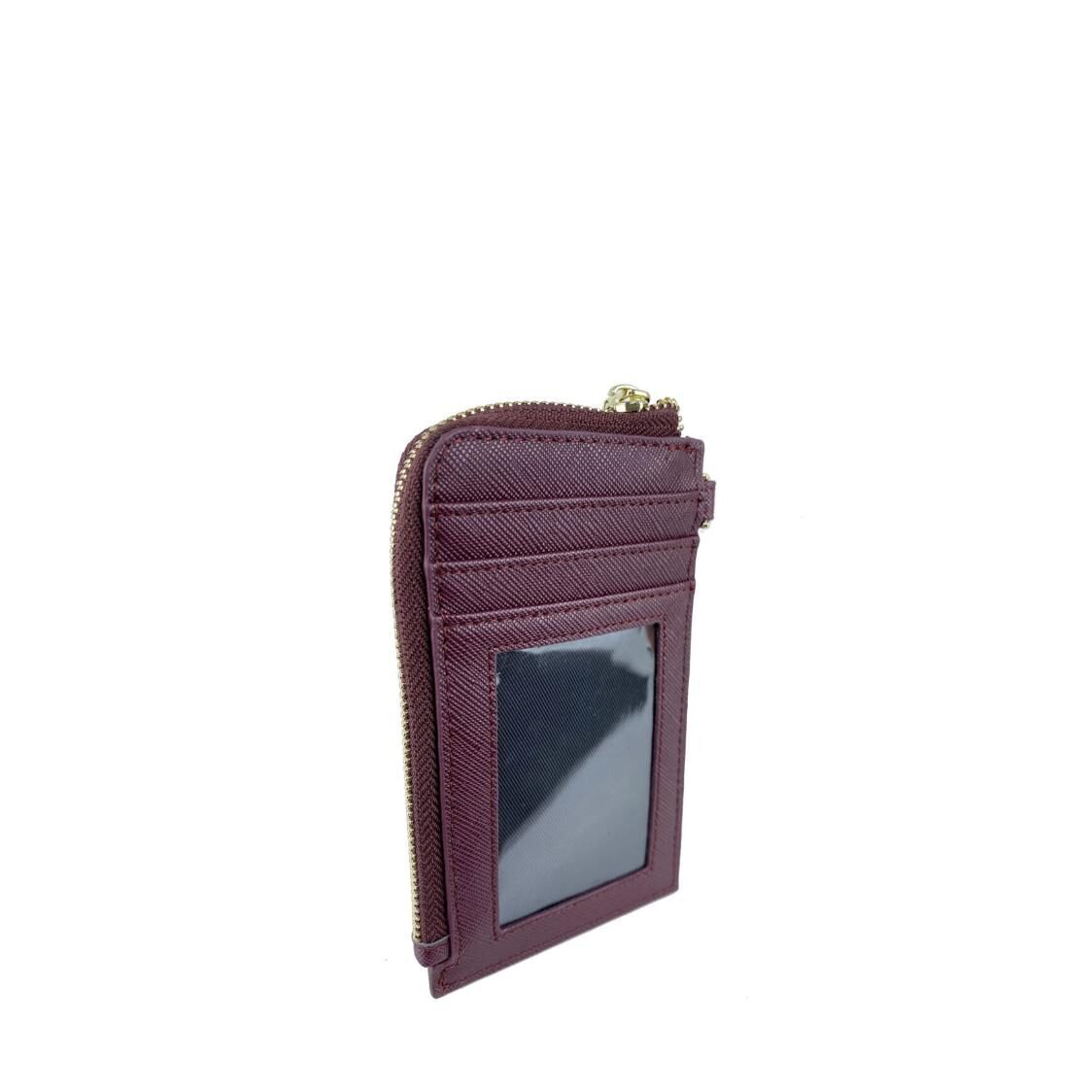 Mel&Co Saffiano-Effect L-Zip Lanyard Card Holder