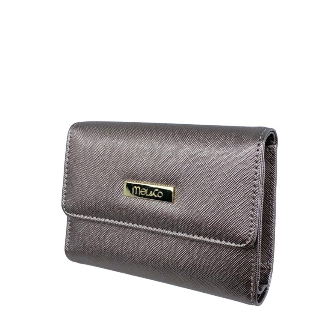Mel&Co Saffiano Leatherette Half Flap Mid-Size Wallet