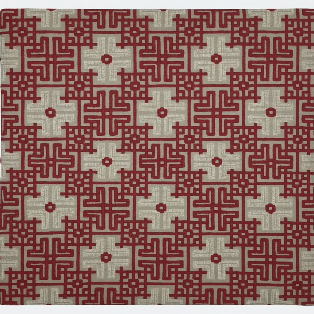 Rapee Orient Chinoiserie Woven Jacquard Table Runner with Tassel – 33 x 180 cm – Red