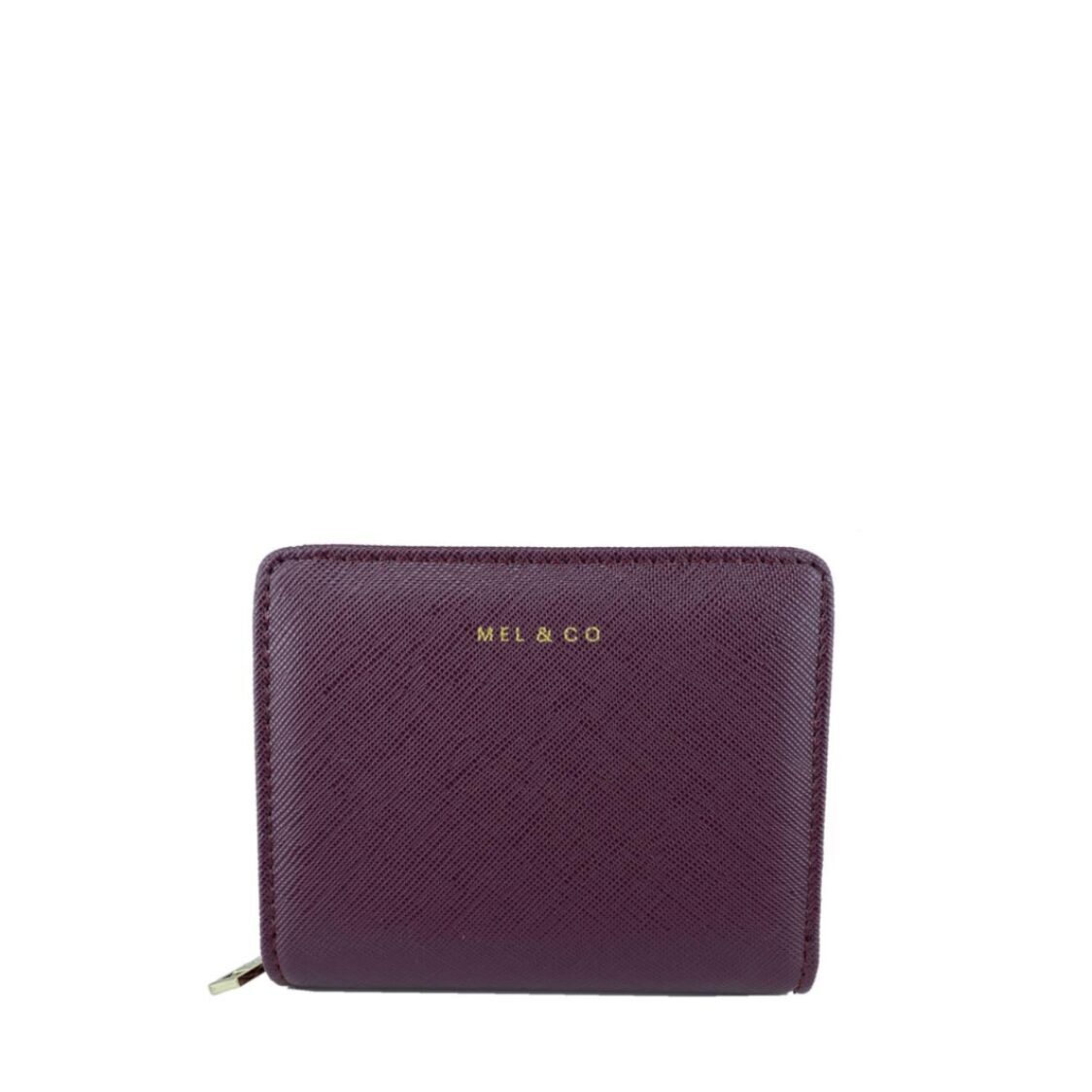 Mel&Co Saffiano-Effect Bifold Zip Coin Card Wallet