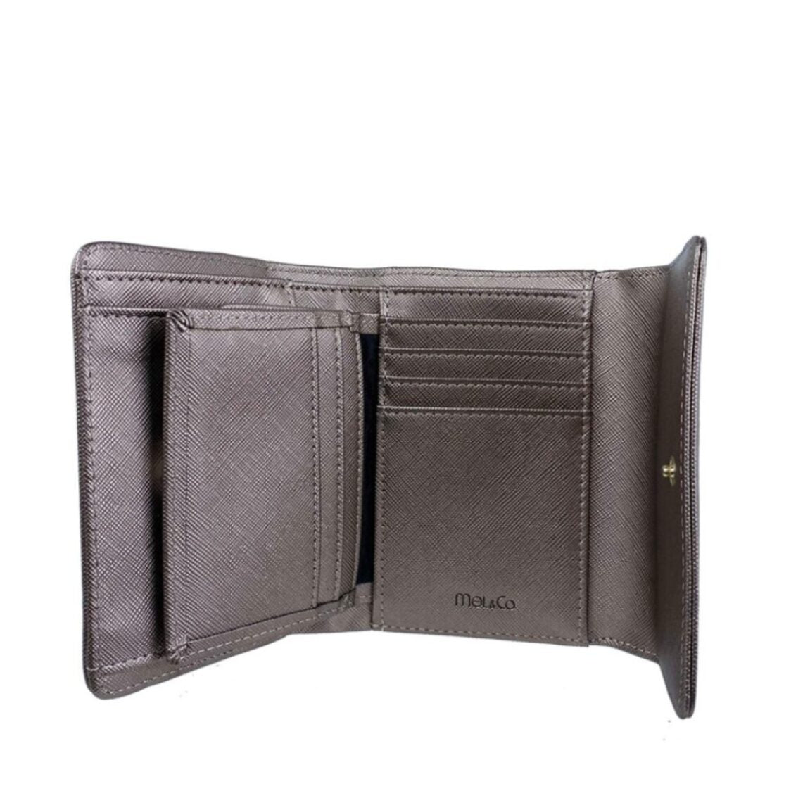 Mel&Co Saffiano Leatherette Half Flap Mid-Size Wallet