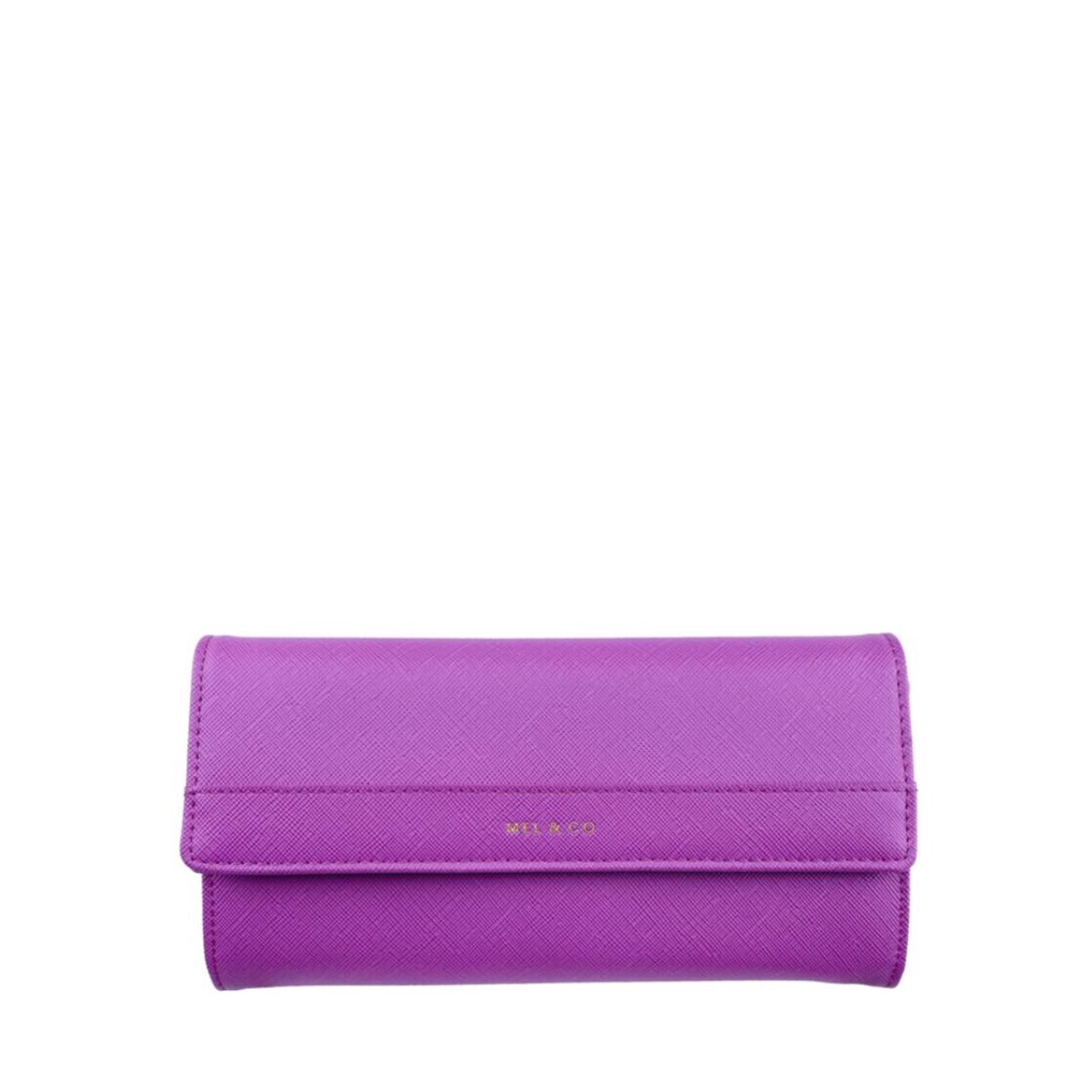 Mel&Co Saffiano-Effect Half Flap Long Wallet