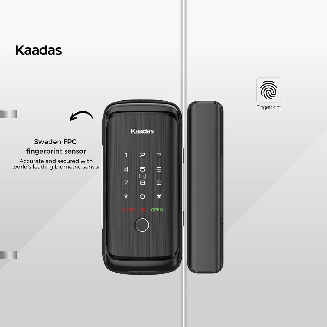 Kaadas R8L Glass Door Lock - Black - Metro Singapore Departmental Store - Celebrating 69 Years in SG