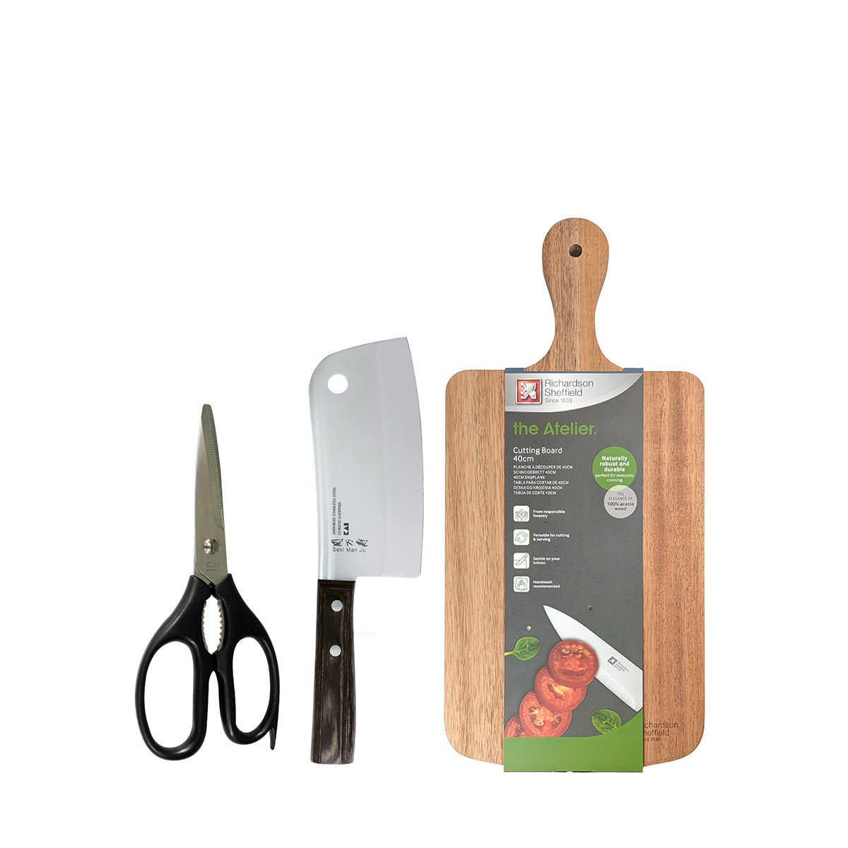 Kai X Richardson Sheffield Meat Chopper + Kitchen Scissors + Paddle Cutting Board Set - Metro Singapore Departmental Store - Celebrating 69 Years in SG