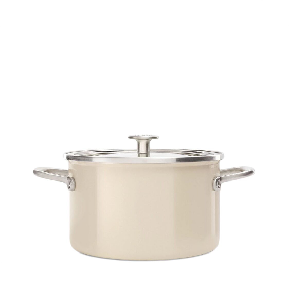 KitchenAid 24cm Cast - Iron Enamel Casserole GPKA668589 - Cream + Free Tupperware Smart Rice Dispenser - Metro Singapore Departmental Store - Celebrating 69 Years in SG