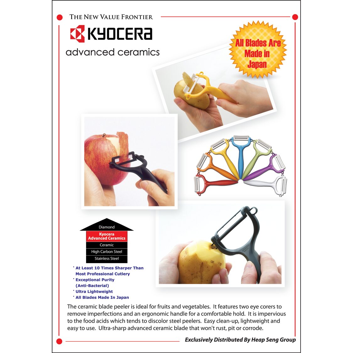 Kyocera 4.5" Advanced Ceramics Utility Knife & Peeler Set FK110WH - CP10NRD - Red - Metro Singapore Departmental Store - Celebrating 69 Years in SG