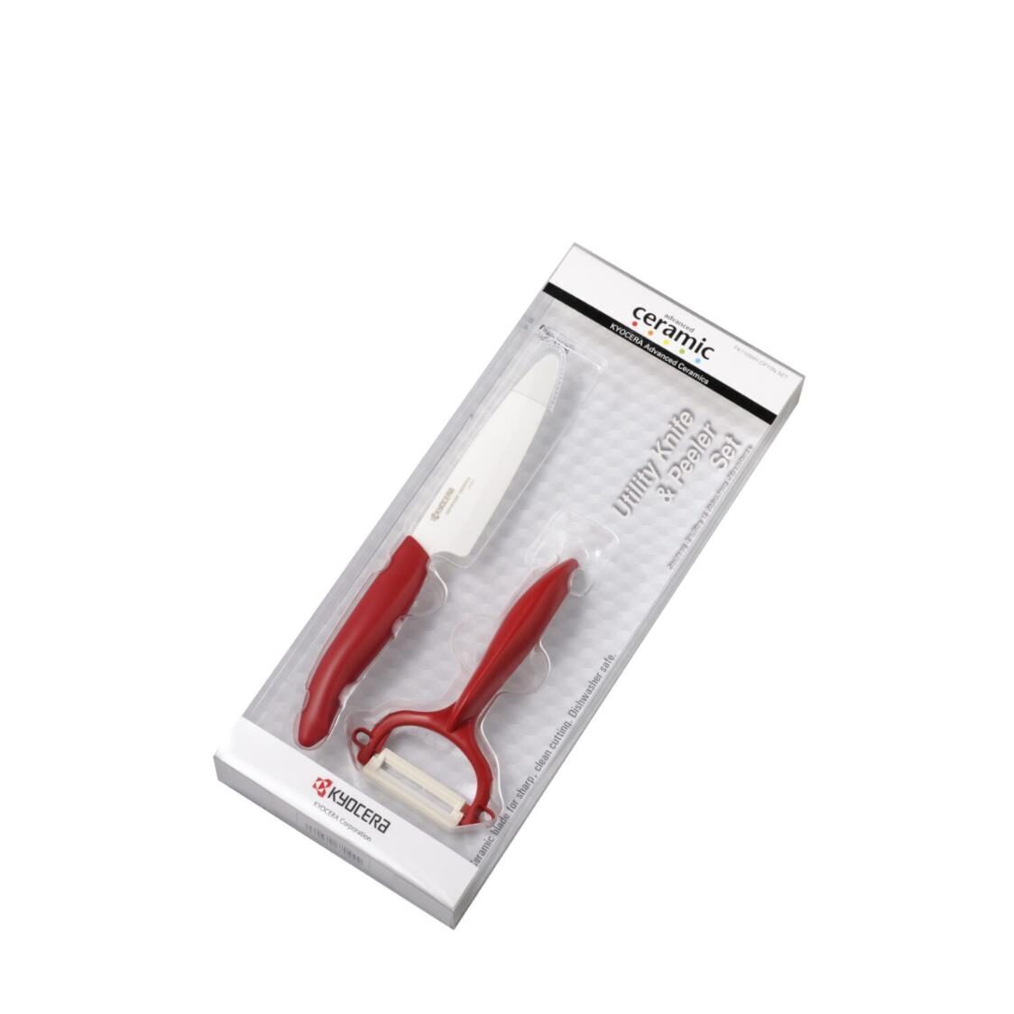 Kyocera 4.5" Advanced Ceramics Utility Knife & Peeler Set FK110WH - CP10NRD - Red - Metro Singapore Departmental Store - Celebrating 69 Years in SG