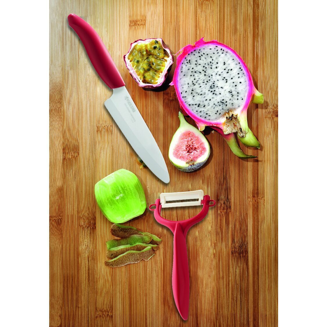 Kyocera 4.5" Advanced Ceramics Utility Knife & Peeler Set FK110WH - CP10NRD - Red - Metro Singapore Departmental Store - Celebrating 69 Years in SG