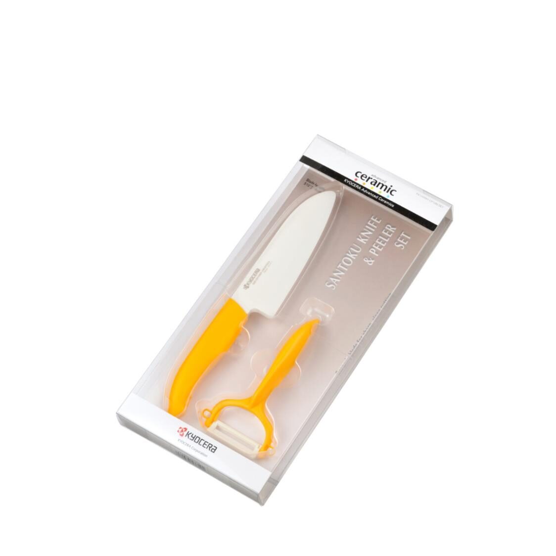 Kyocera 5.5" Advanced Ceramic Santoku Knife & Peeler Set FK140WH - CP10N YL - Yellow - Metro Singapore Departmental Store - Celebrating 69 Years in SG