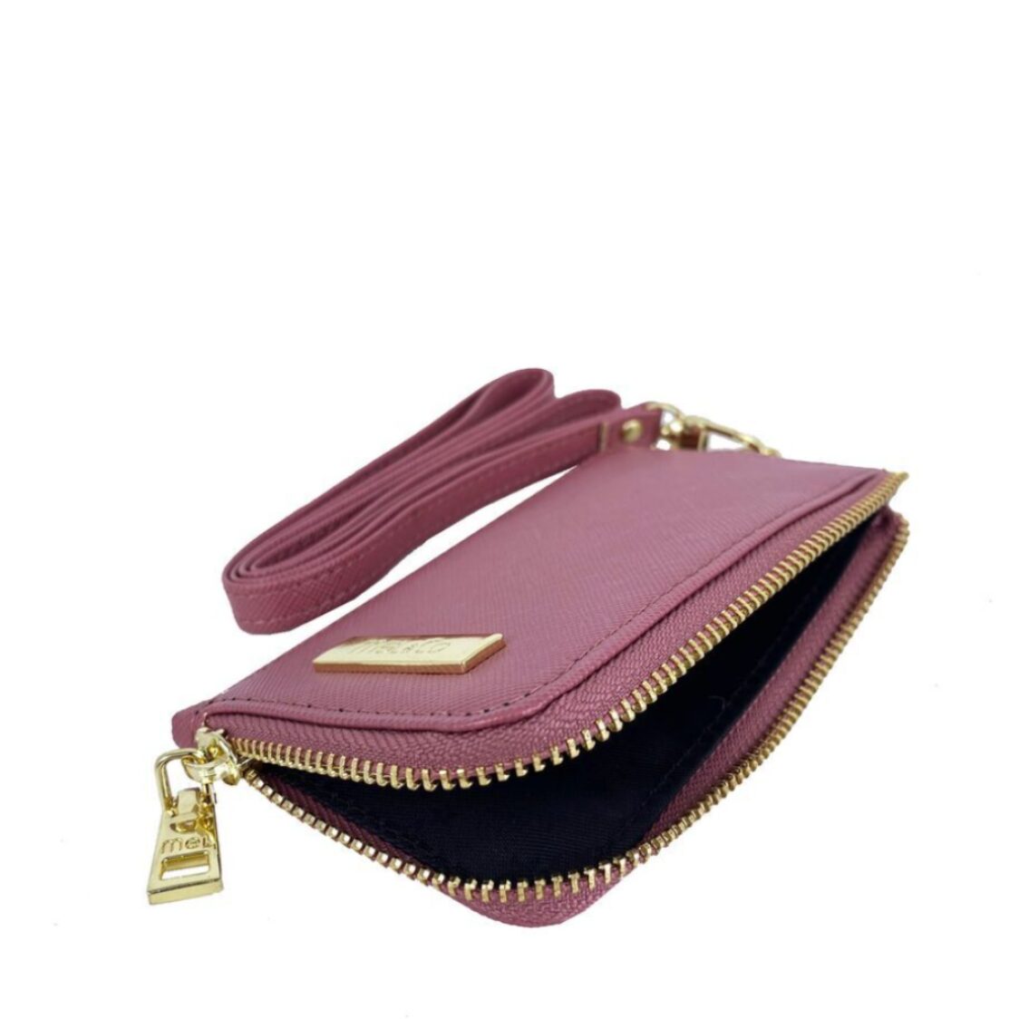 Mel&Co Saffiano Leatherette Zip-Up Lanyard Card Holder