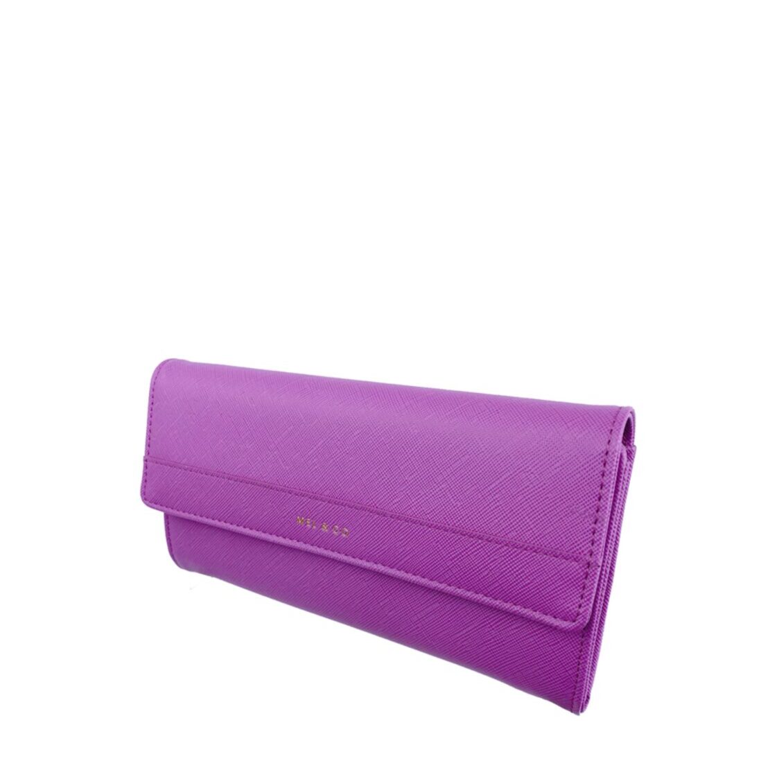 Mel&Co Saffiano-Effect Half Flap Long Wallet