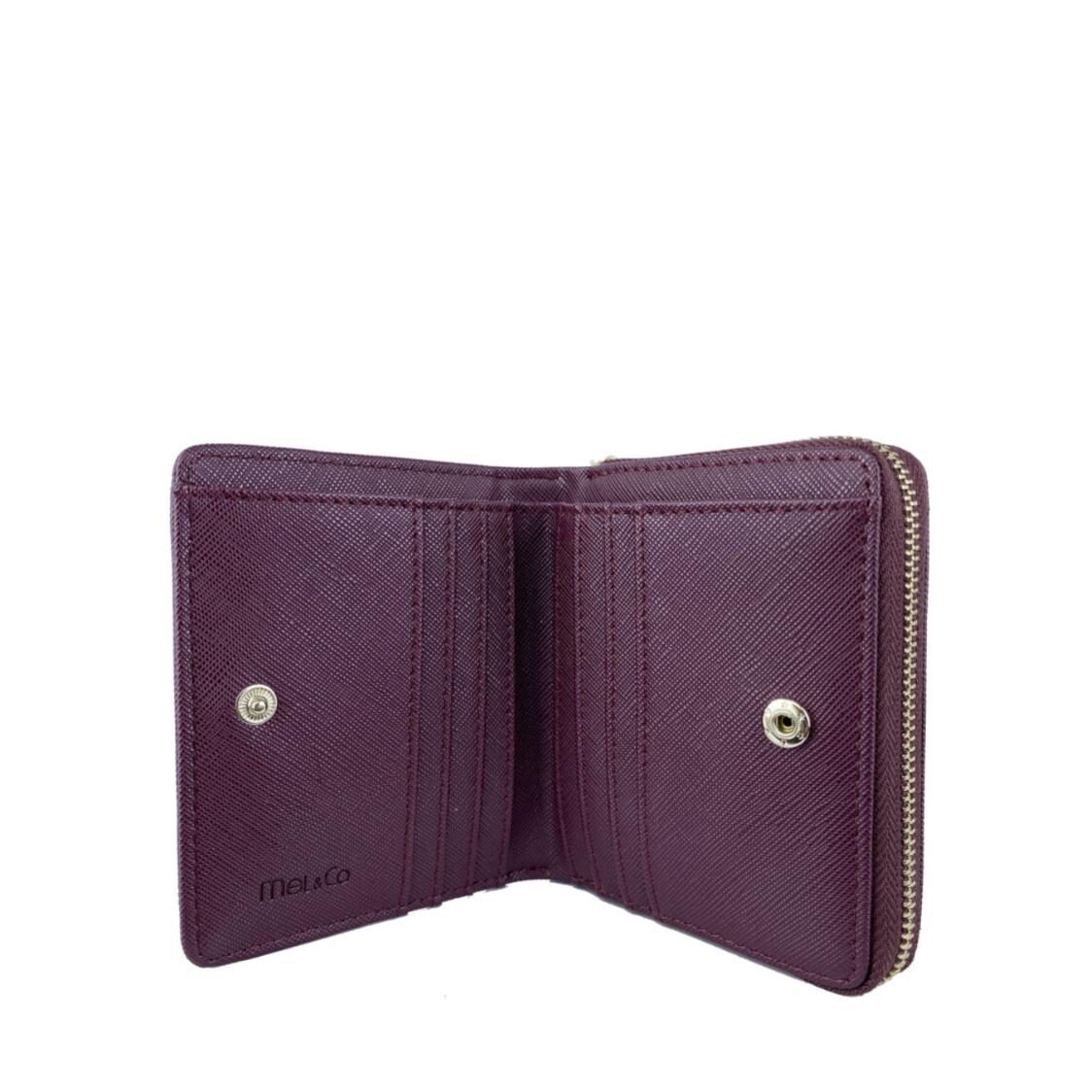 Mel&Co Saffiano-Effect Bifold Zip Coin Card Wallet