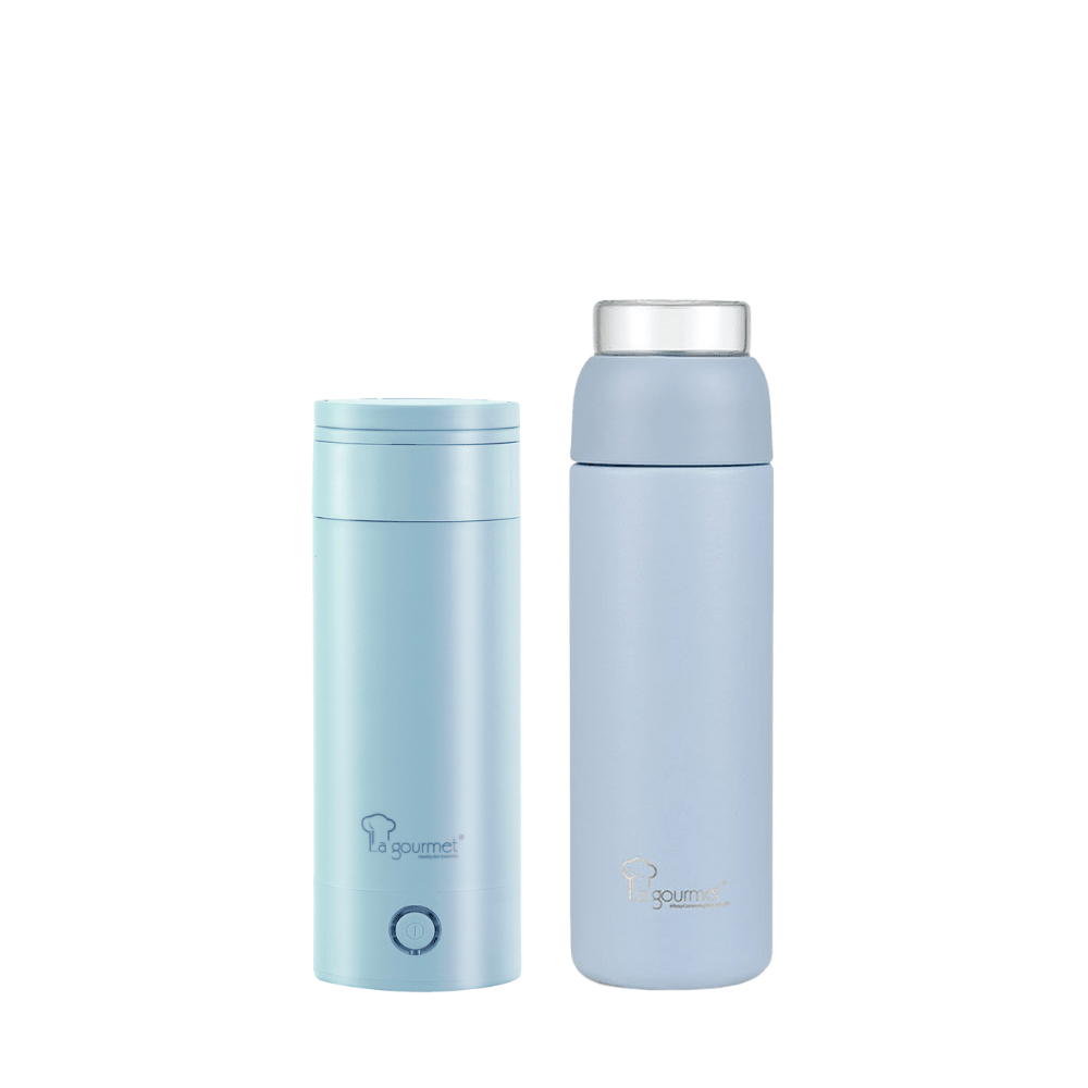 La Gourmet 0.35L Electric Travel Kettle Blue + La Gourmet Spring 0.55L Tumbler With Infuser (Blue) - Metro Singapore Departmental Store - Celebrating 69 Years in SG