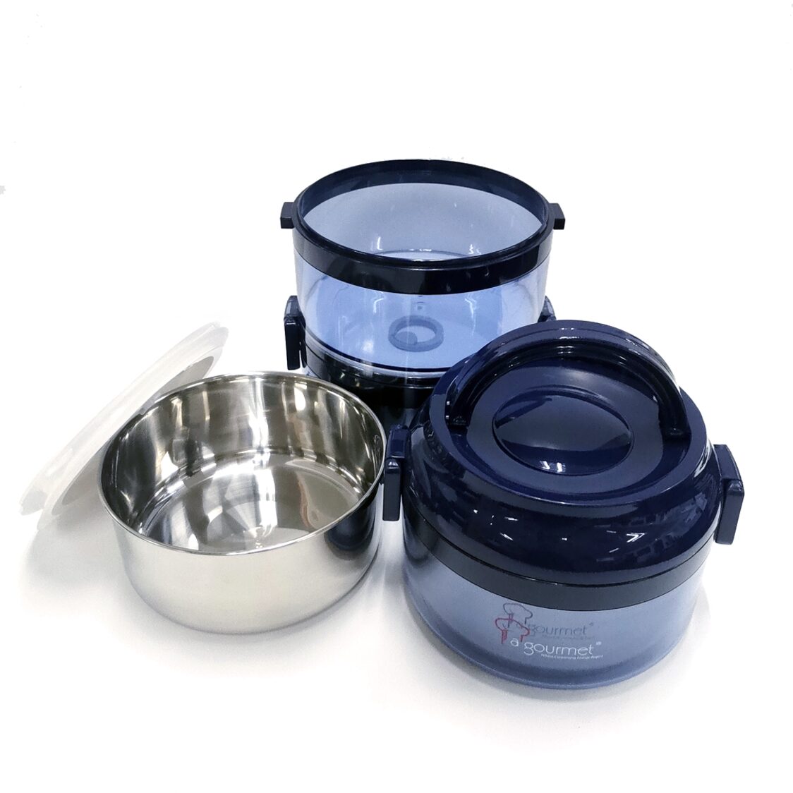 La Gourmet Pack To Go 2.35L 3 - tier Carrier With Removeable S/S Inner Bowl LGPG397607 - Deep Blue - Metro Singapore Departmental Store - Celebrating 69 Years in SG