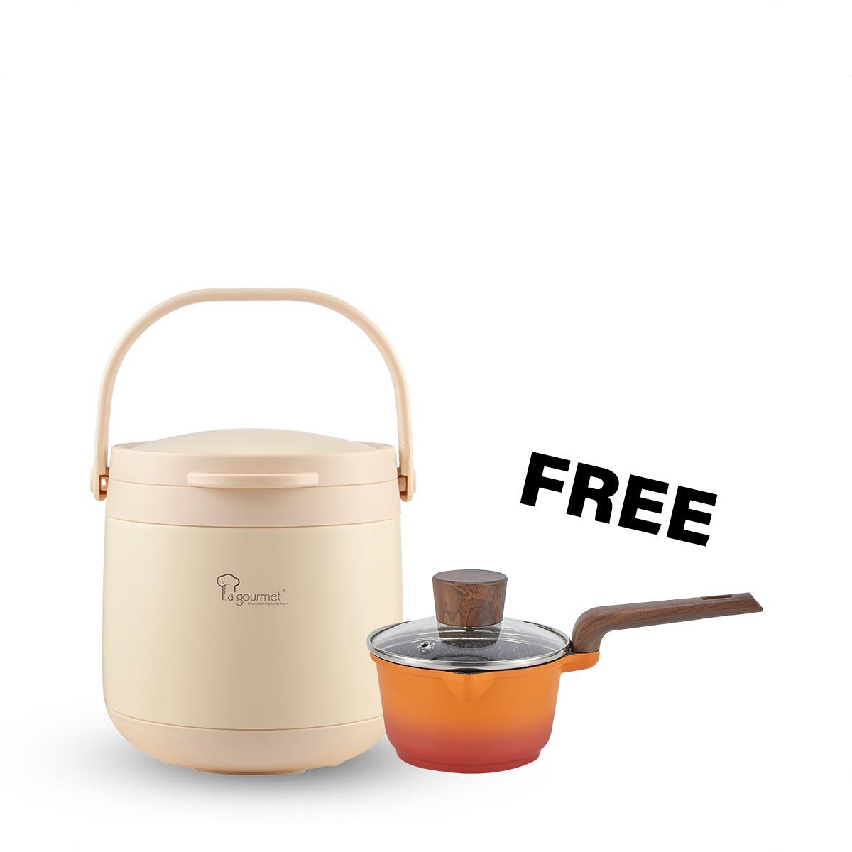 La Gourmet Sakura 4.5L Thermal With Cooker - Cream (LGWC419736) + Free La Gourmet Shogun Flame 12cm Mini (LGSNFE410146) - Metro Singapore Departmental Store - Celebrating 69 Years in SG