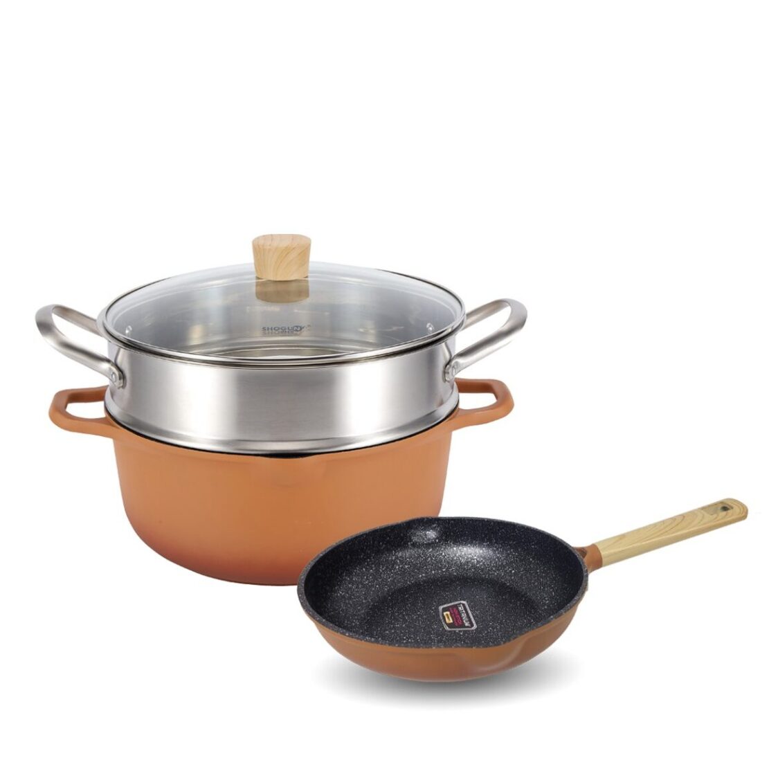 La Gourmet Shogun Morandi Marble 28cm Casserole + 24cm Frypan Set (394613 + 397126) - Metro Singapore Departmental Store - Celebrating 69 Years in SG