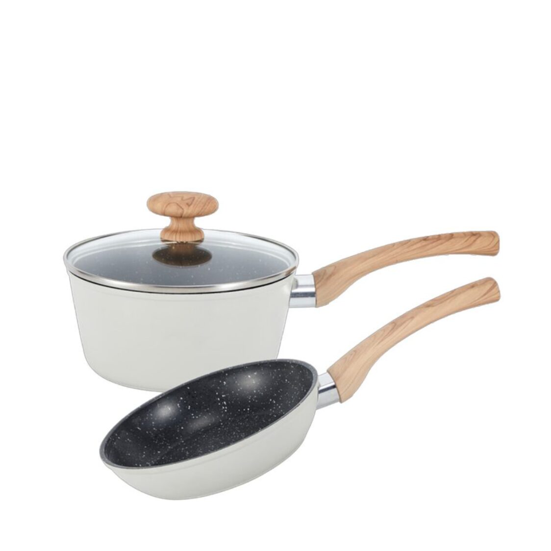 La Gourmet Shogun Okinawa Dusky Marble 18cm Saucepan + 18cm Frypan Set LGSNDY424181 - Metro Singapore Departmental Store - Celebrating 69 Years in SG