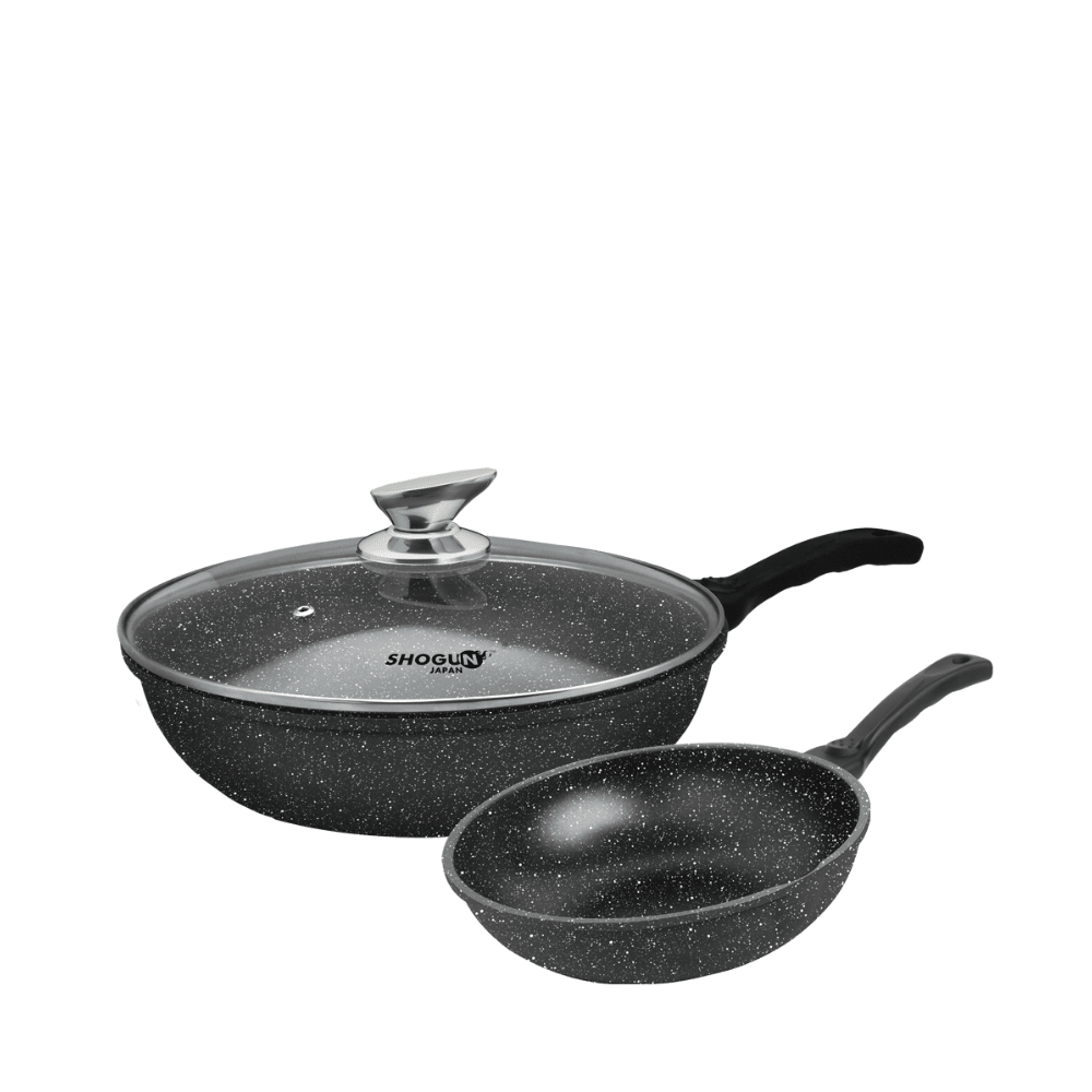 La gourmet Shogun Senjo Marble 30cm Stirfry Wok + La gourment Shogun Senjo 20cm Open Wok - Metro Singapore Departmental Store - Celebrating 69 Years in SG