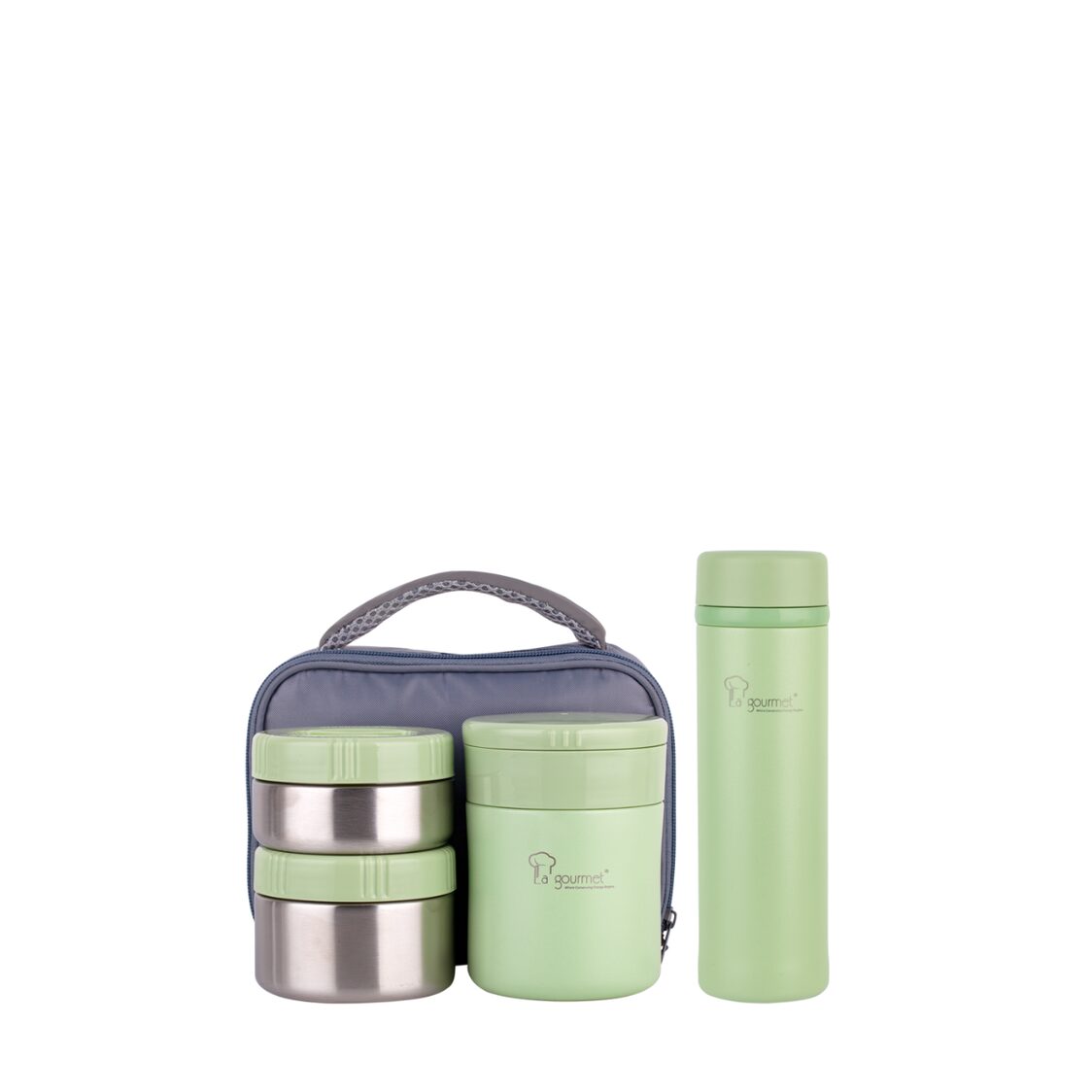 La Gourmet Spring Lunch Box Set + 0.4L Thermal Flask Green (395870 + 395795) - Metro Singapore Departmental Store - Celebrating 69 Years in SG