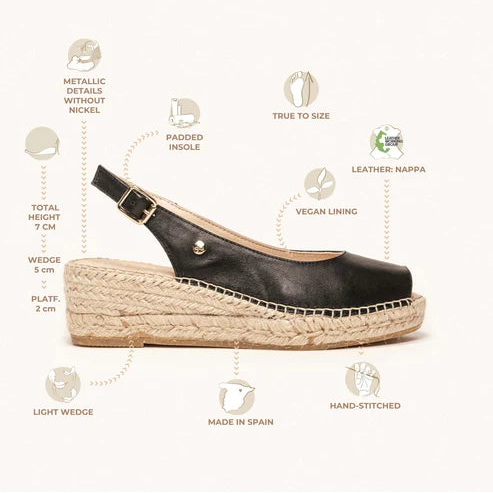 Alhamas Clavel Cuna Baja Napa Peeptoe Sling Back Platform