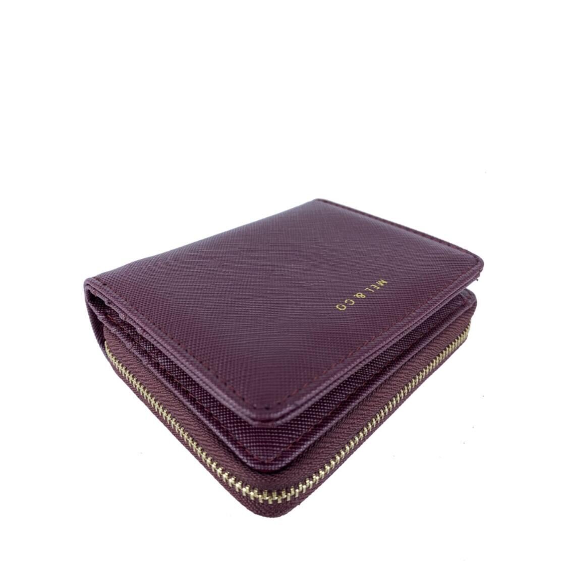 Mel&Co Saffiano-Effect Bifold Zip Coin Card Wallet