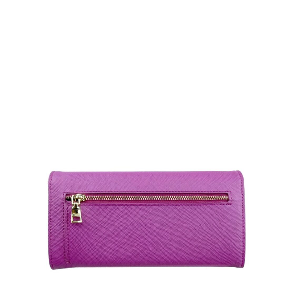 Mel&Co Saffiano-Effect Half Flap Long Wallet