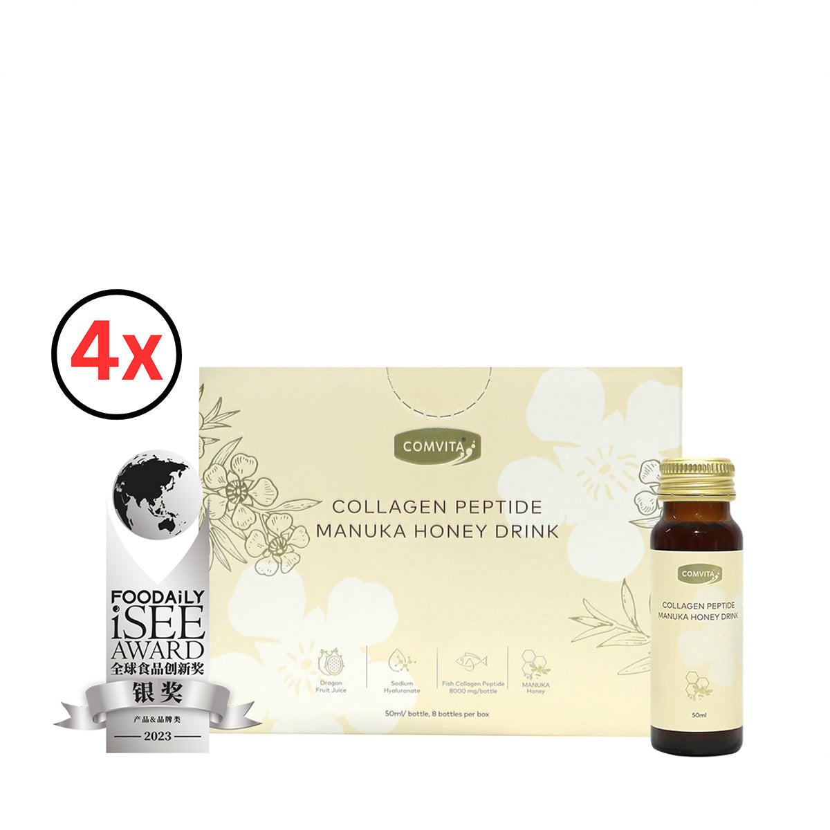 Comvita Peptide Collagen Manuka Honey Drink (50ml x 8s) (4 Boxes)