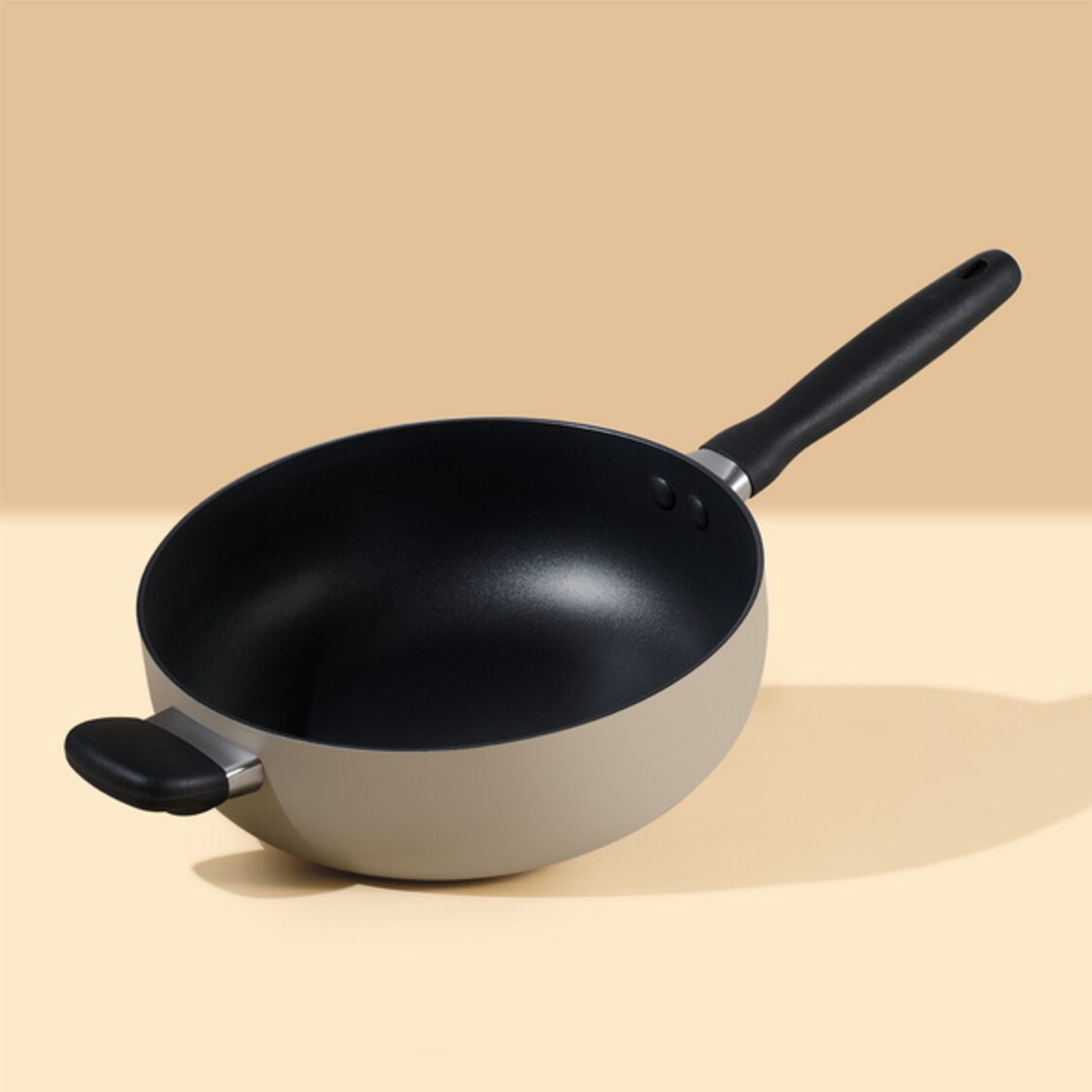 Meyer Bauhaus Nonstick 26cm | 3.8L Warm Grey Open Chef's Pan with Helping Handle (13767) - Metro Singapore Departmental Store - Celebrating 69 Years in SG