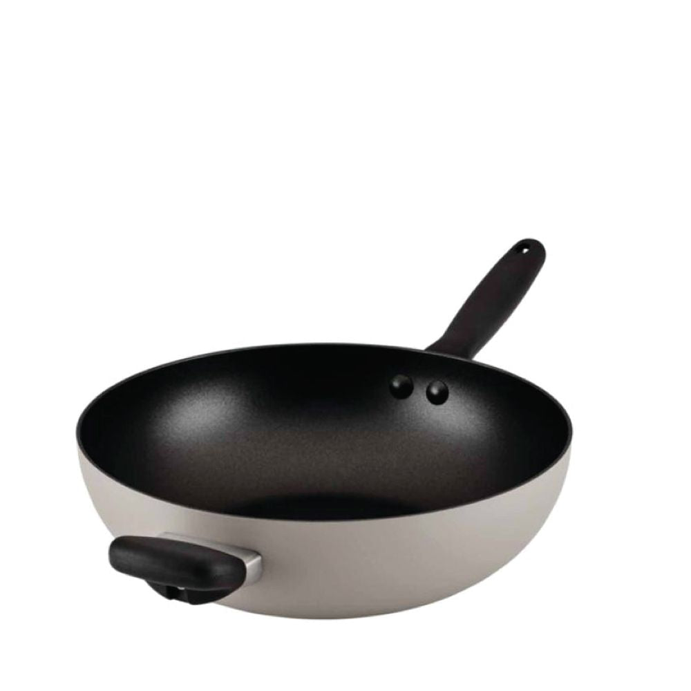 Meyer Bauhaus Nonstick Stirfry with Helper Handle - Warm Grey - Metro Singapore Departmental Store - Celebrating 69 Years in SG