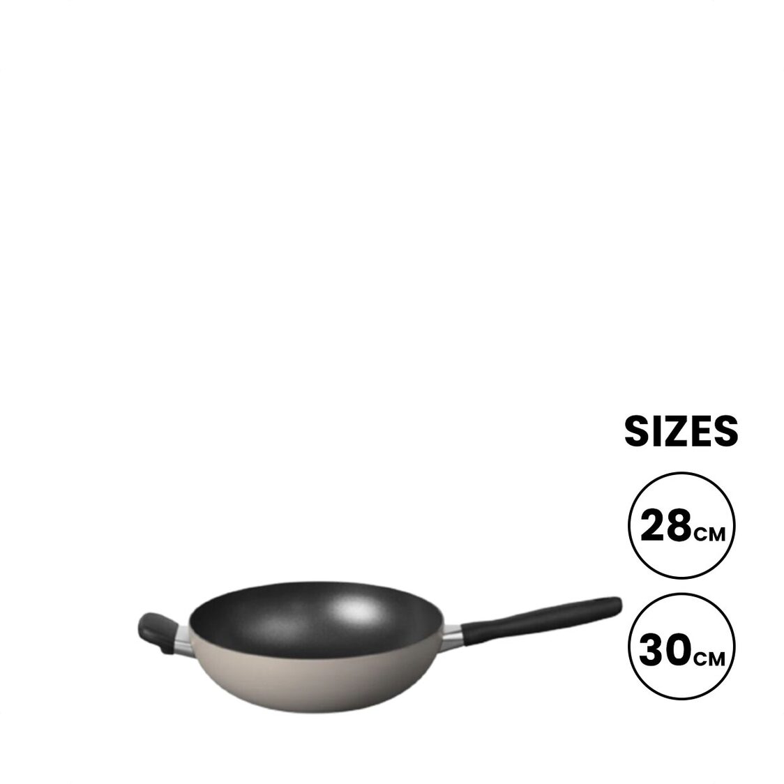 Meyer Bauhaus Nonstick Warm Grey Open Stirfry Pan with Helping Handle - Metro Singapore Departmental Store - Celebrating 69 Years in SG