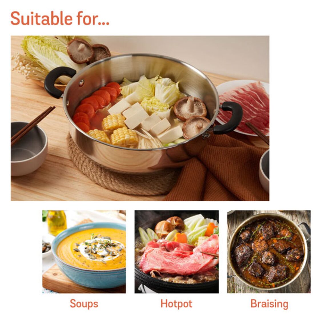 Meyer Cook n Lock 28cm Stainless Steel Hot Pot With Lid (77240) - Metro Singapore Departmental Store - Celebrating 69 Years in SG
