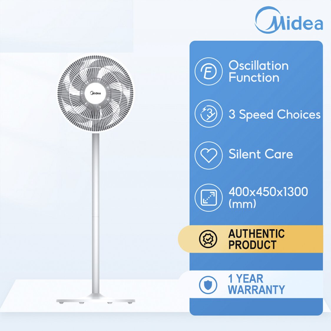 Midea 16'' 7 Blades Oscillation Stand Fan (MS - 1618W) - Metro Singapore Departmental Store - Celebrating 69 Years in SG