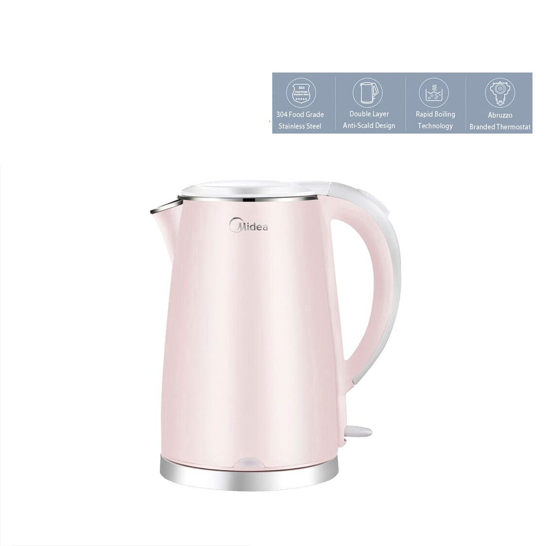 Midea 1.7L 1800W Double Wall Electric Kettle – Pink (MKHJ - 1705) - Metro Singapore Departmental Store - Celebrating 69 Years in SG
