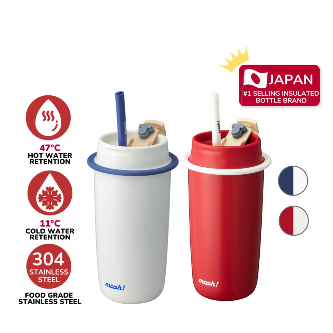 Mosh Double - walled Latte Tumbler with Straw 480ml - Metro Singapore Departmental Store - Celebrating 69 Years in SG