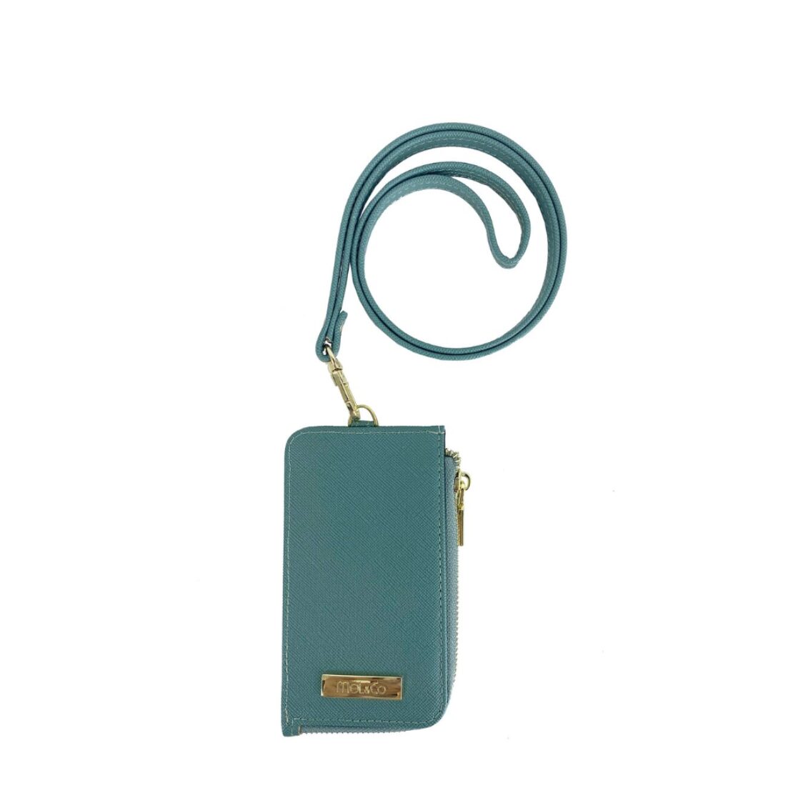 Mel&Co Saffiano Leatherette Zip-Up Lanyard Card Holder