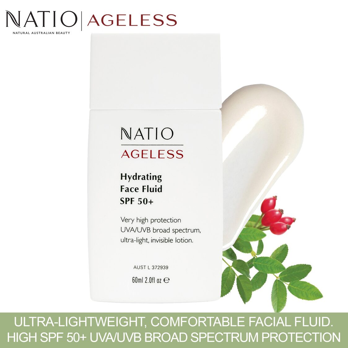 Natio Ageless Hydrating Face Fluid SPF 50+ 60ml - Metro Singapore Departmental Store - Celebrating 69 Years in SG
