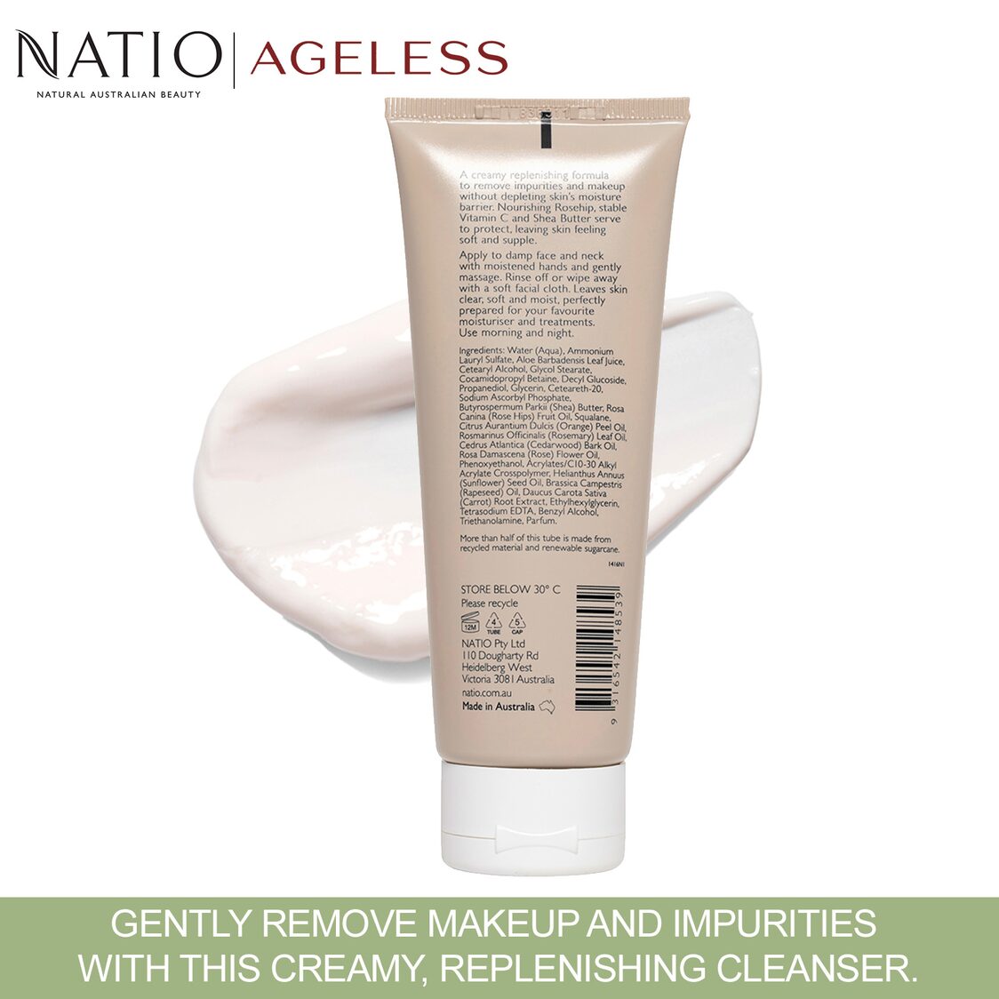 Natio Ageless Replenishing Cream Cleanser 100g - Metro Singapore Departmental Store - Celebrating 69 Years in SG
