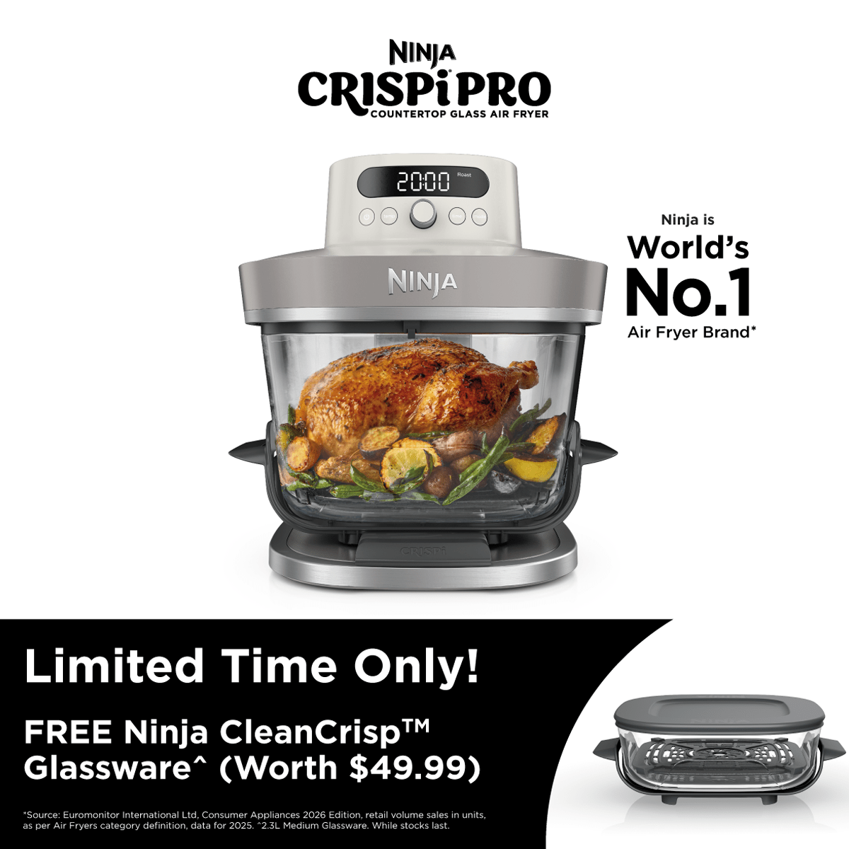 Ninja Crispi Pro Glass Air Fryer AS101 - Metro Singapore Departmental Store - Celebrating 69 Years in SG
