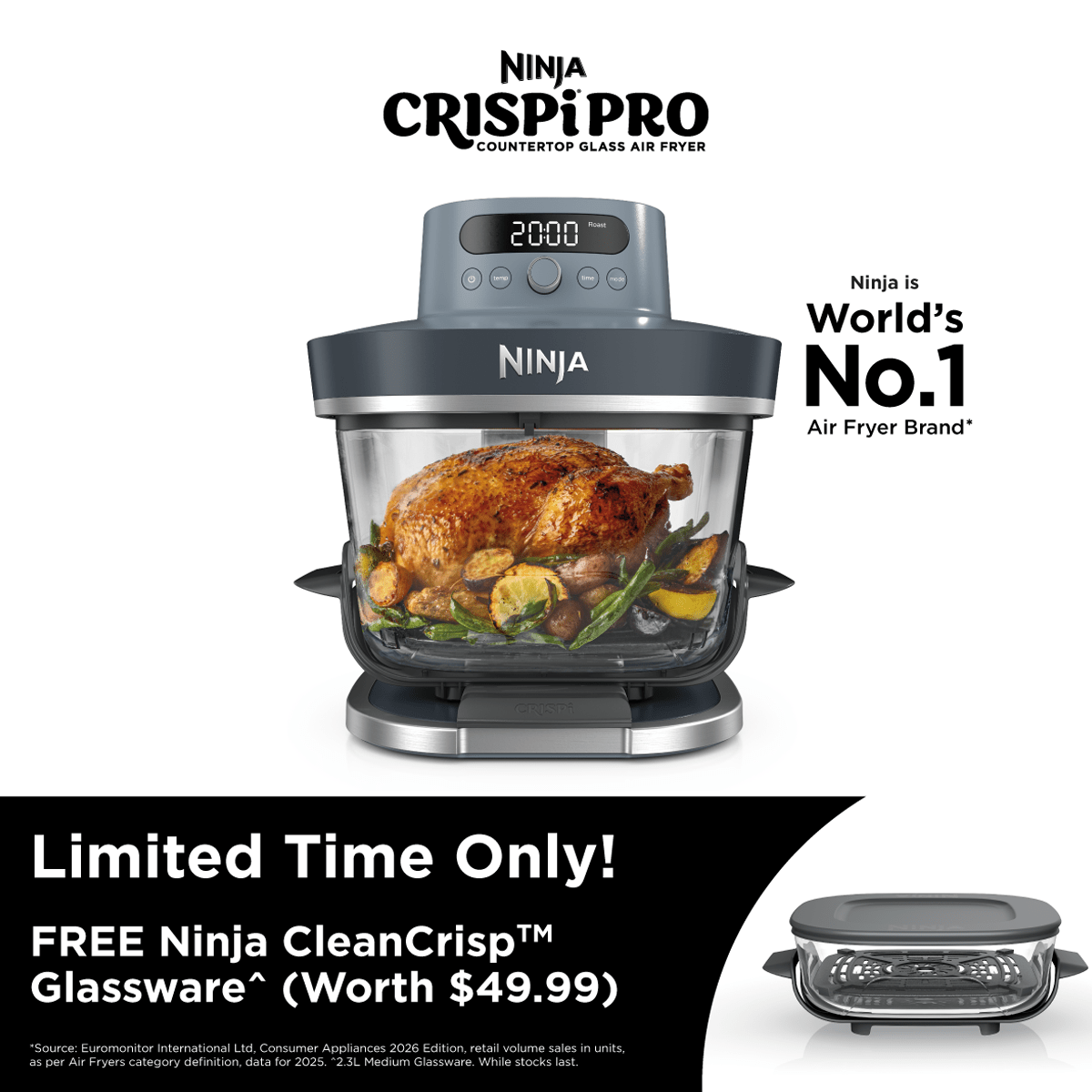 Ninja Crispi Pro Glass Air Fryer AS101 - Metro Singapore Departmental Store - Celebrating 69 Years in SG