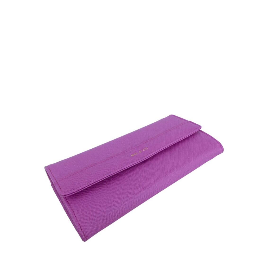 Mel&Co Saffiano-Effect Half Flap Long Wallet