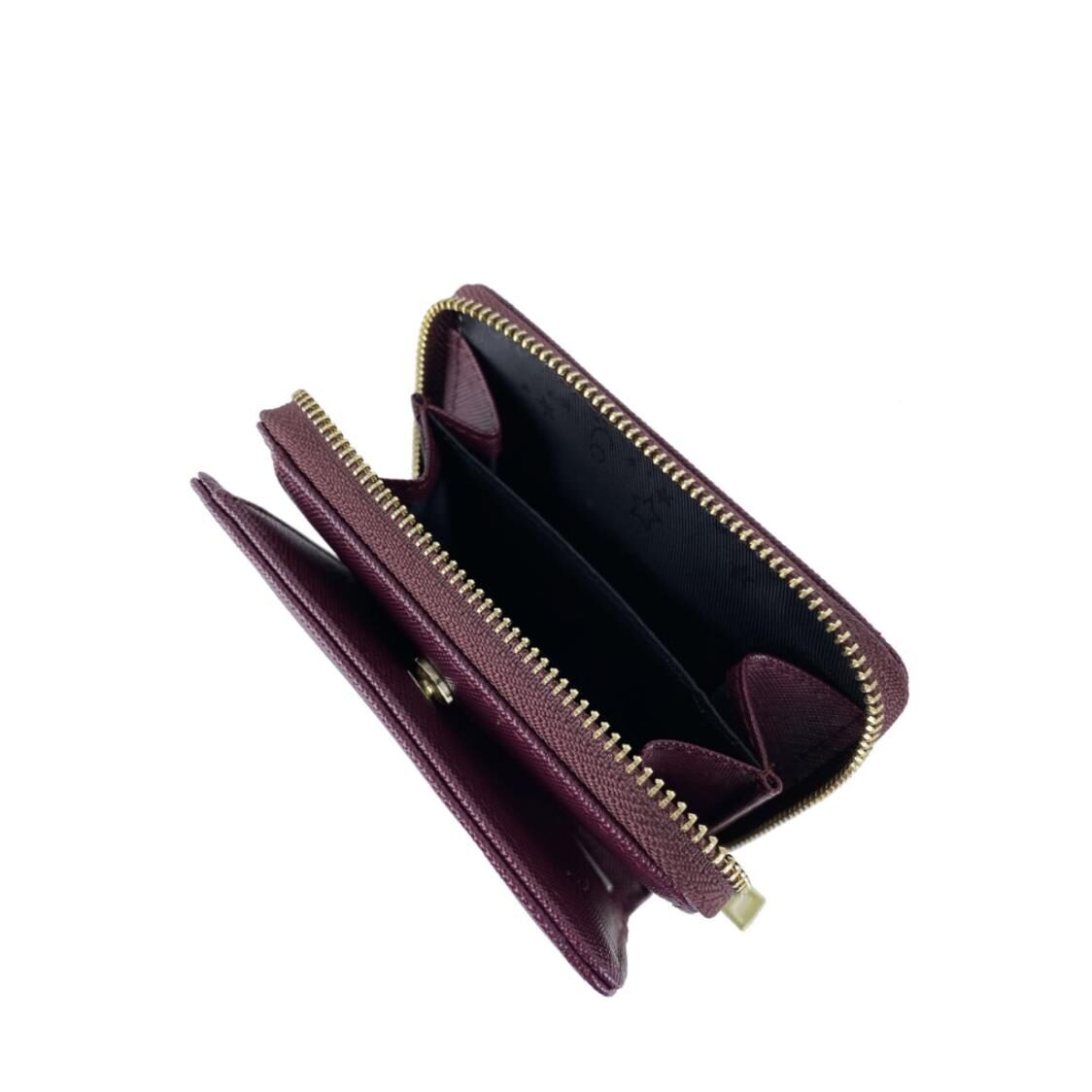 Mel&Co Saffiano-Effect Bifold Zip Coin Card Wallet