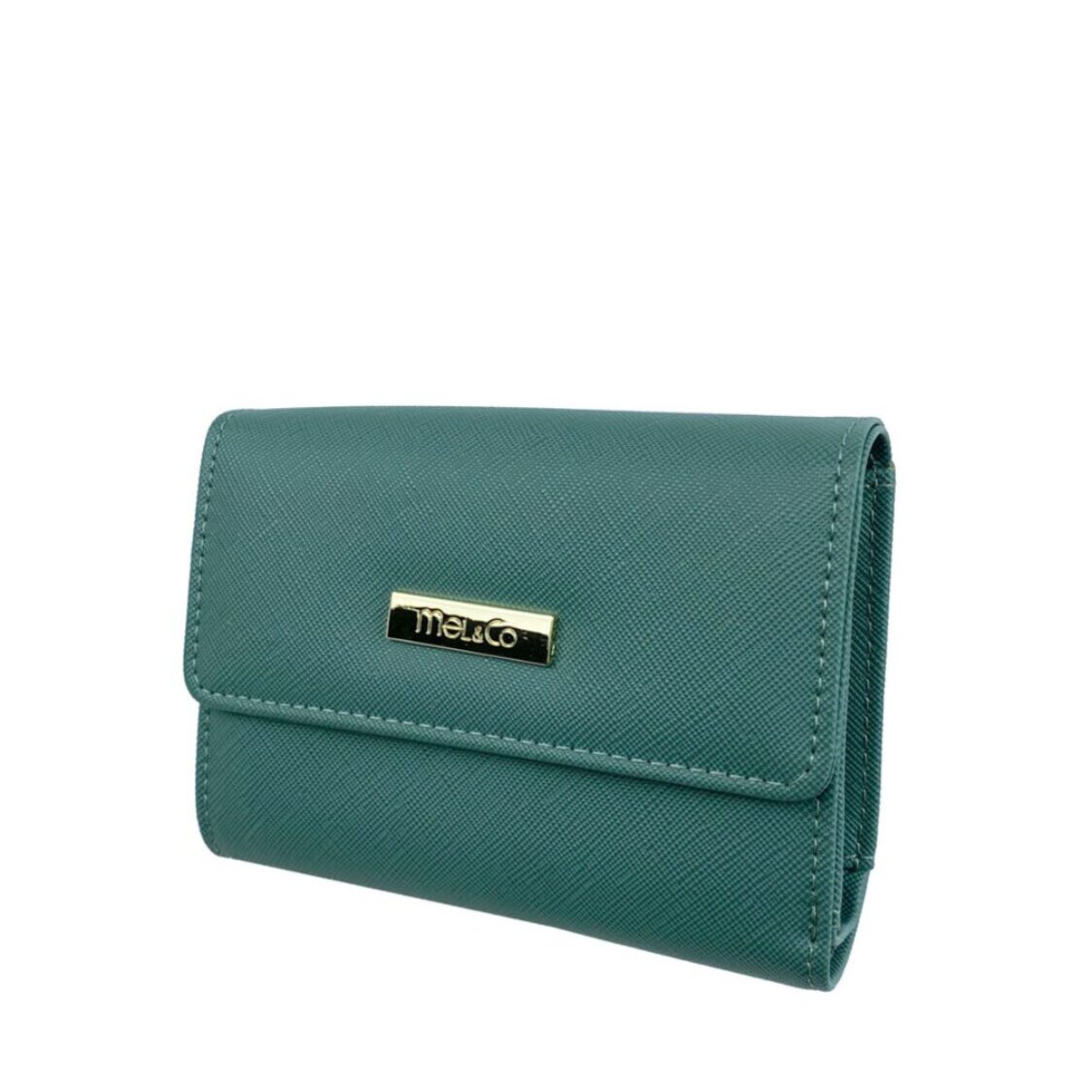 Mel&Co Saffiano Leatherette Half Flap Mid-Size Wallet