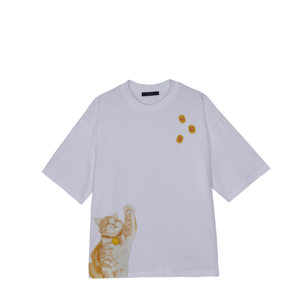 Ortem Cat Print Oversized T-Shirt - Metro Singapore Departmental Store - Celebrating 69 Years in SG