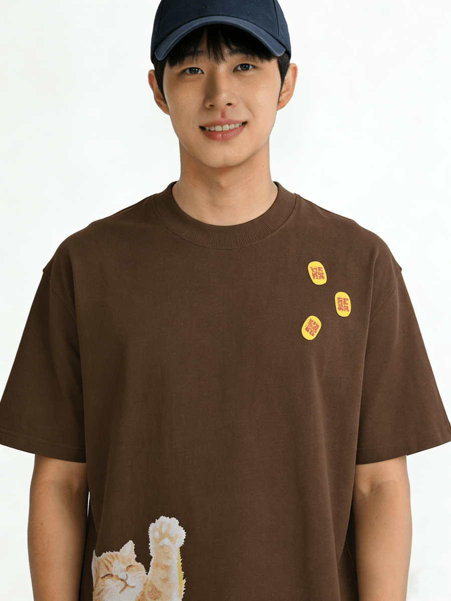 Ortem Cat Print Oversized T-Shirt - Metro Singapore Departmental Store - Celebrating 69 Years in SG