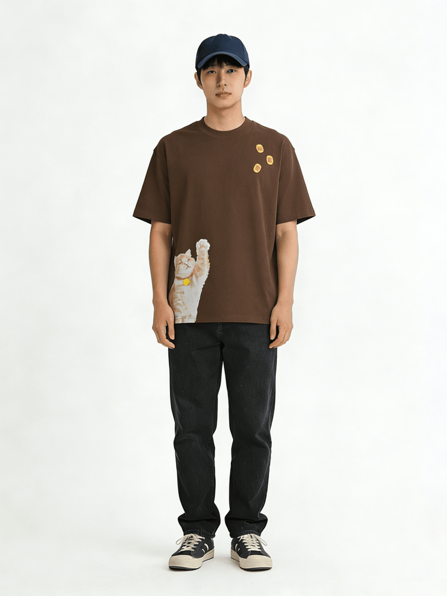 Ortem Cat Print Oversized T-Shirt - Metro Singapore Departmental Store - Celebrating 69 Years in SG