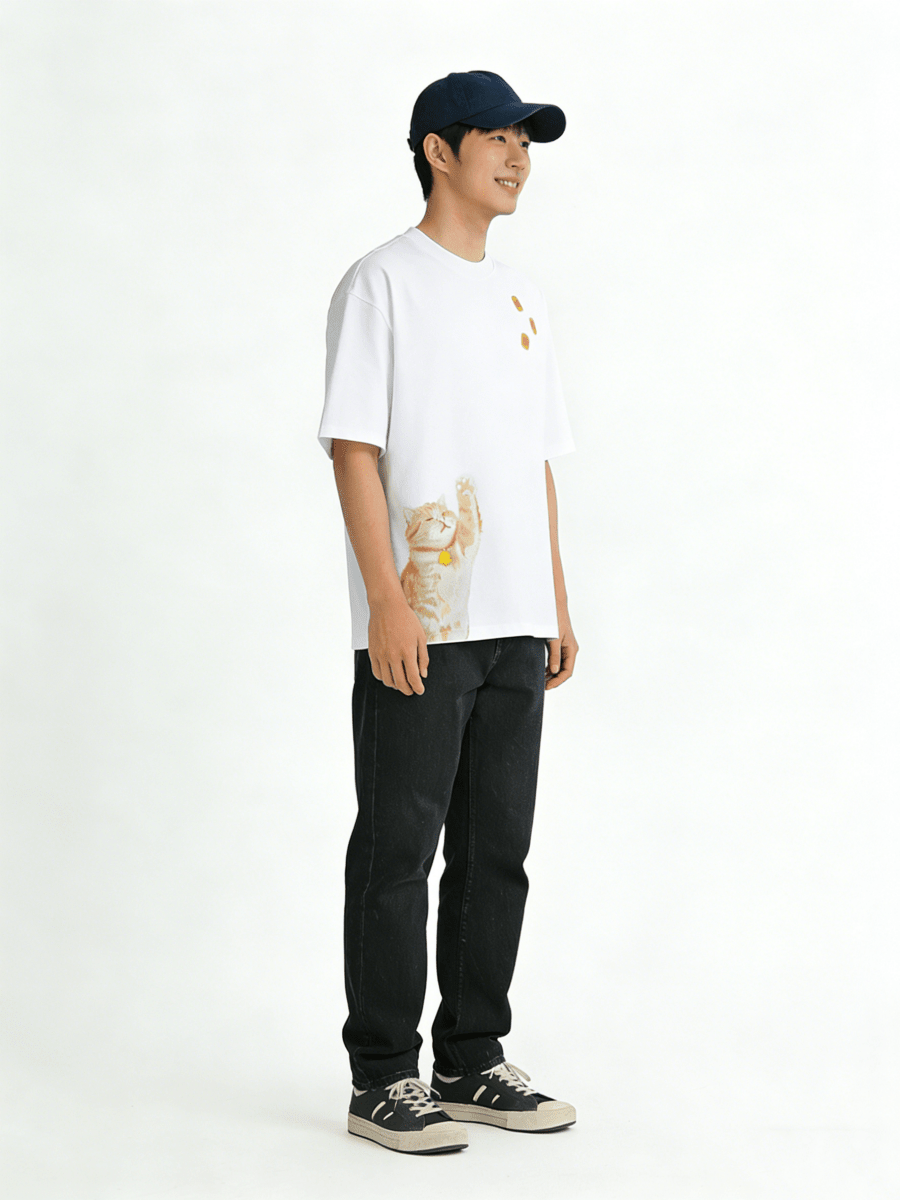 Ortem Cat Print Oversized T-Shirt - Metro Singapore Departmental Store - Celebrating 69 Years in SG